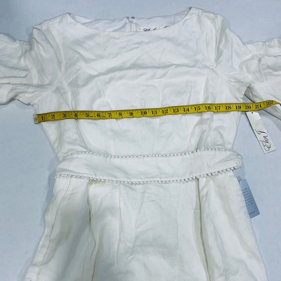 Eliza J Bell-Sleeve Pompom Sash Linen Blend Dress - Picture 13 of 14